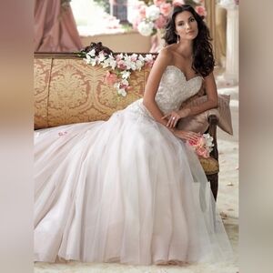 Martin Thornburg for Mon Cheri Bridals Size 14 Ivory & Tea Rose Wedding Gown